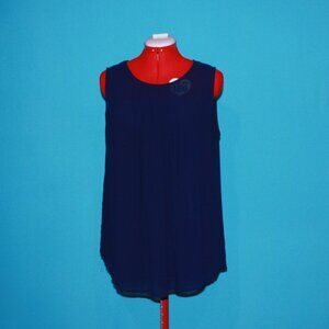 Sheer Navy Blue Sleeveless Blouse